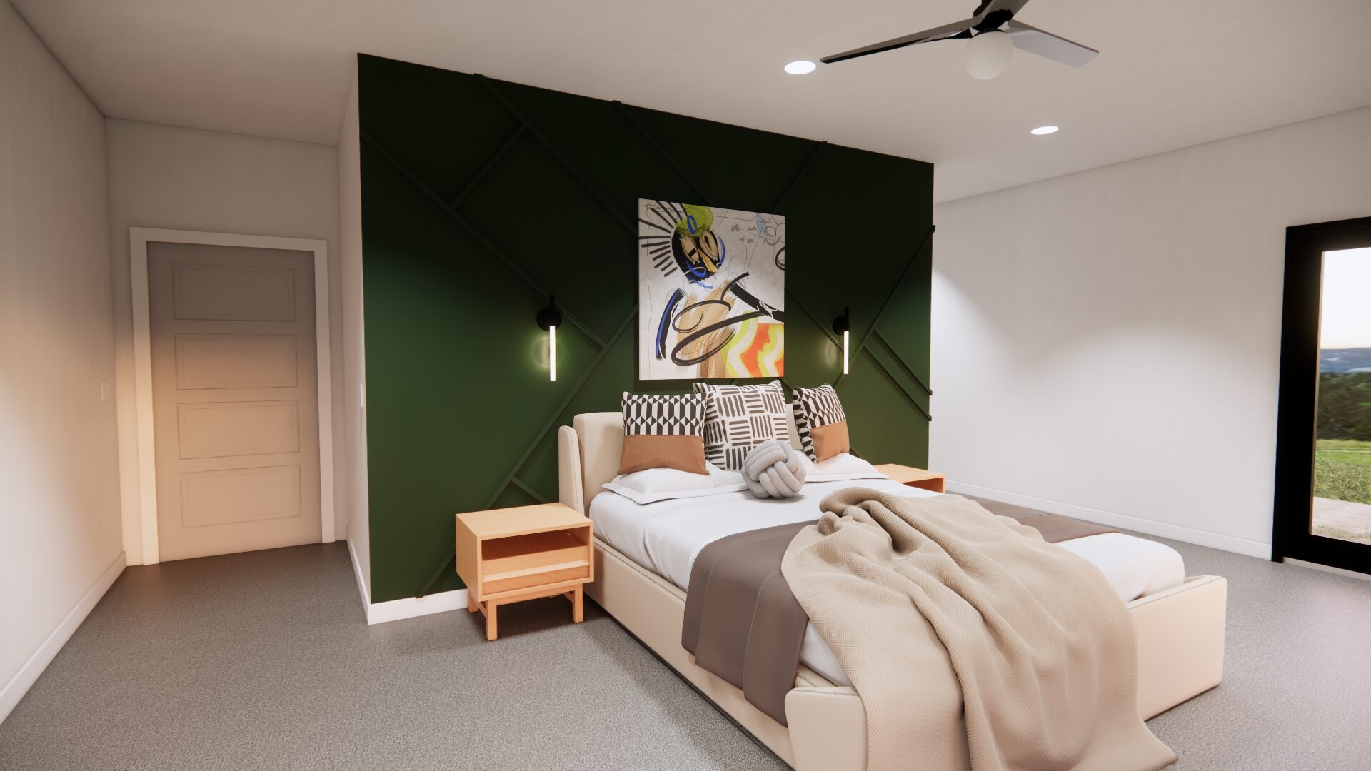 PRIMARY BED_01 New Ryse Sustainable Design | NEHALEM TOP OF HILL HOME